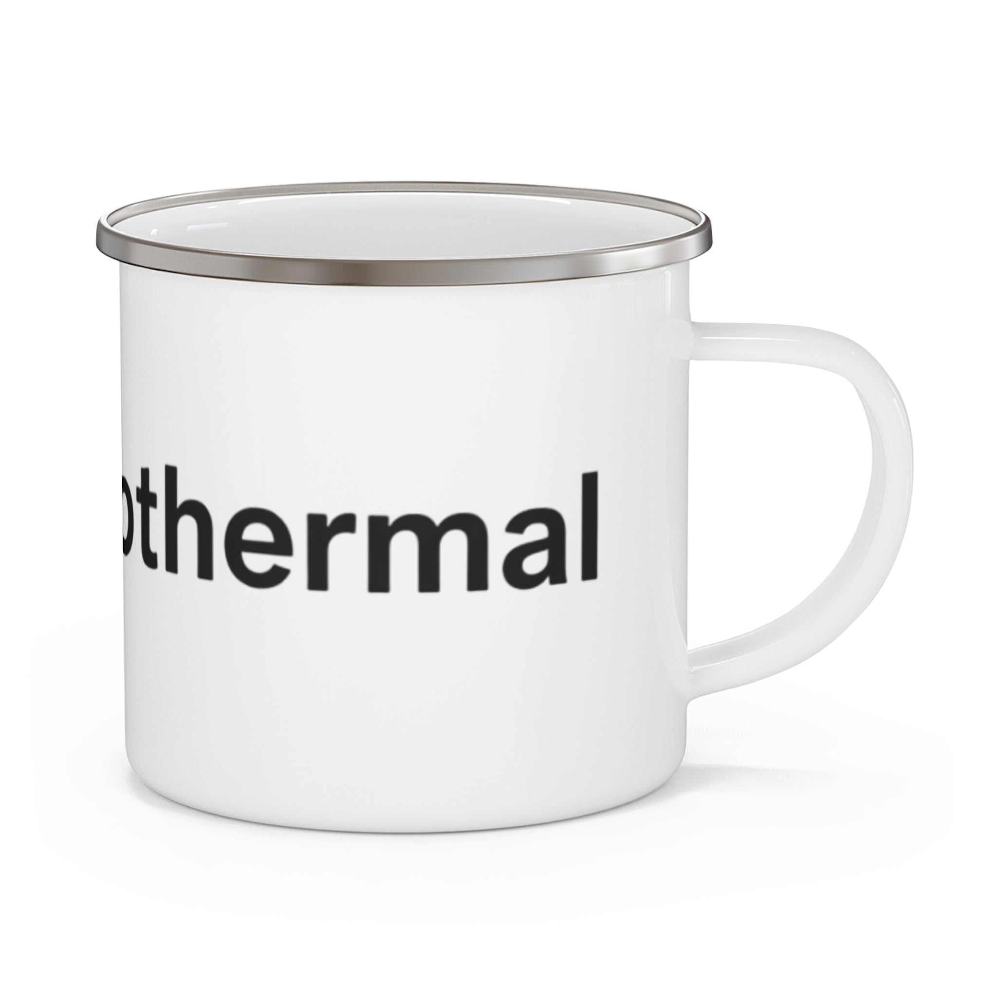 Geothermal Centered Enamel Camping Mug — Rustic Outdoor Travel Cup